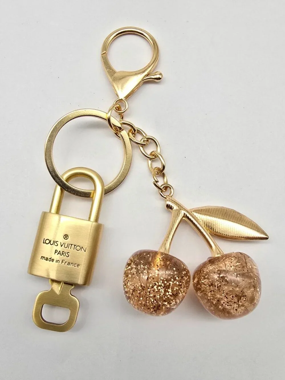 Authentic Louis Vuitton Gold Padlock 🔒 Key Set w/ Unbranded Cherry Bag Charm